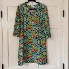 Jude Connally Megan Dress Jude Cloth Size Medium Retro 60s Print 70s Made in USA