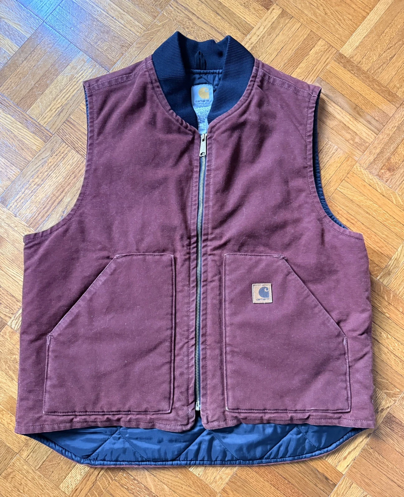 Carhartt Insulated Workwear Duck Canvas Vest Mens Size Large Style V02 CLY