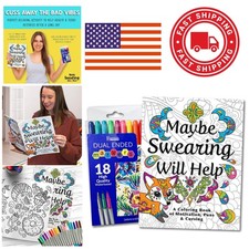 Stress Relief Adult Coloring Book with High Quality Markers and Large Pages
