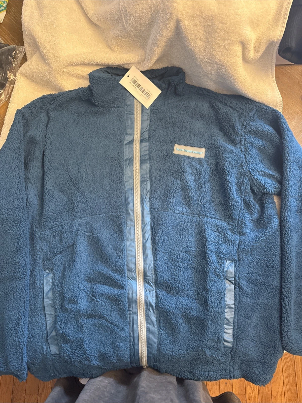 Burn Boot Camp Unisex Full Zip Sherpa Size M Lake Blue