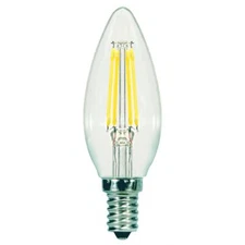 Satco S9960 LED Chandelier Filament 5.5W =60W Clear 120V Candelabra E12 Torpedo