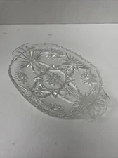Clear Glass Divided Relish Tray - Starburst Pattern 6" x 10" 