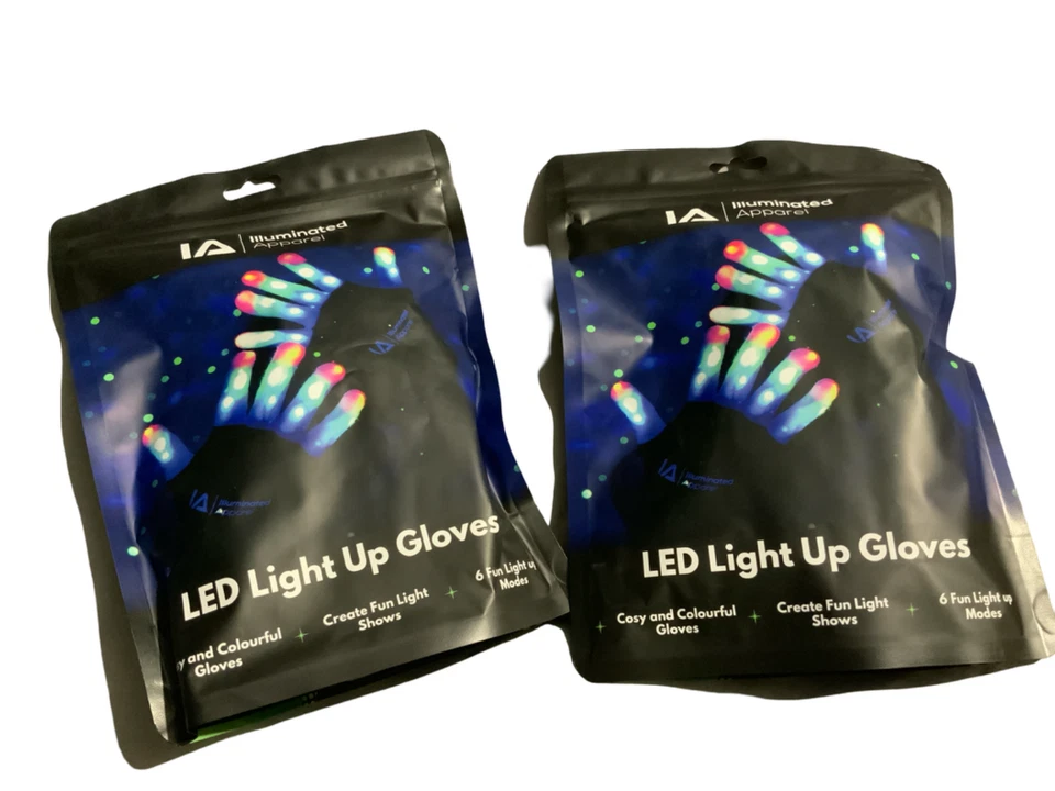 2x Illuminated Apparel Kids LED Light Up Flashing Gloves 8-13 yrs - Image 3 of 4