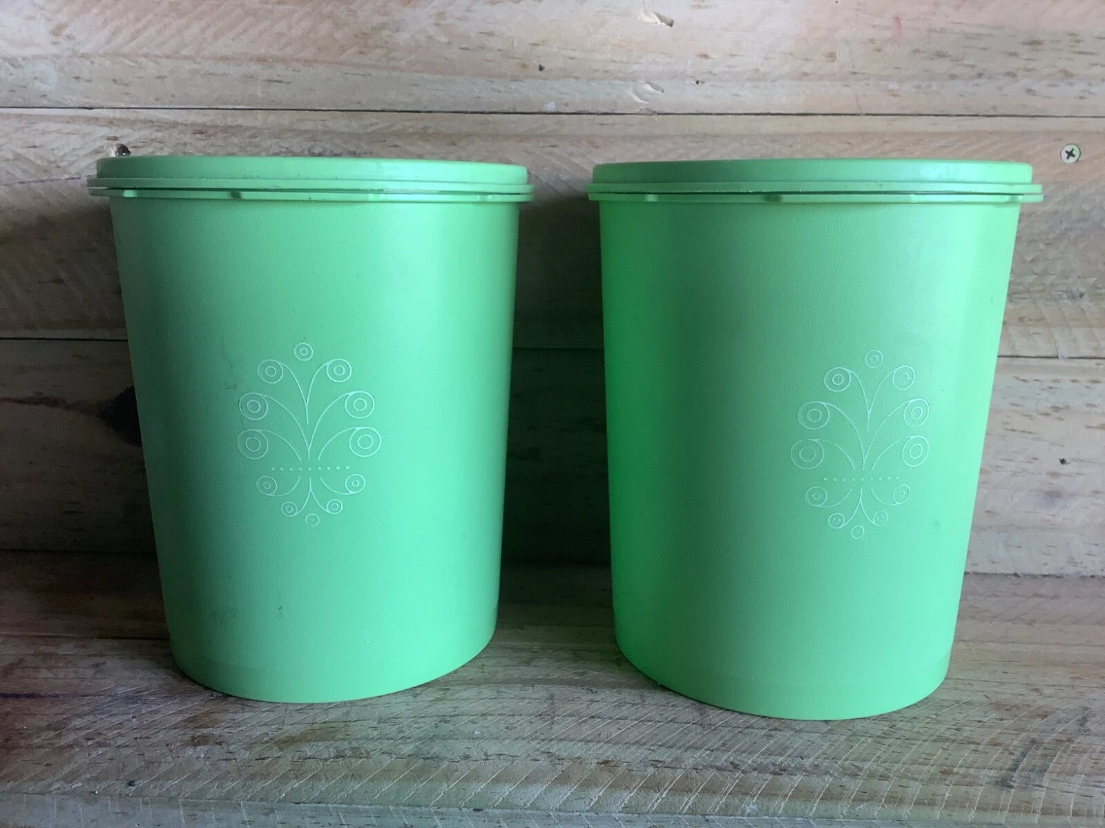 GENUINE TUPPERWARE GREEN CANISTERS - PAIR