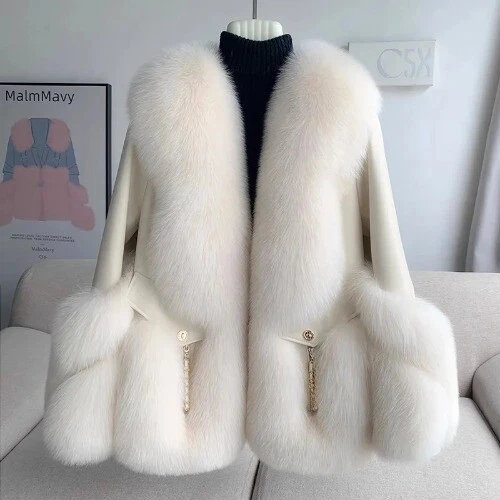 OFF WHITE Giacca donna pelliccia cappotto donna nuova pelliccia montone piuma d'oca abbigliamento caldo marea