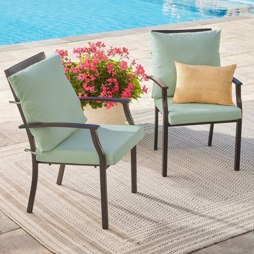 Green 20x20 Outdoor Seat And Back Cushions Set Of 4 For Patio Chairs Furniture - Picture 3 of 10