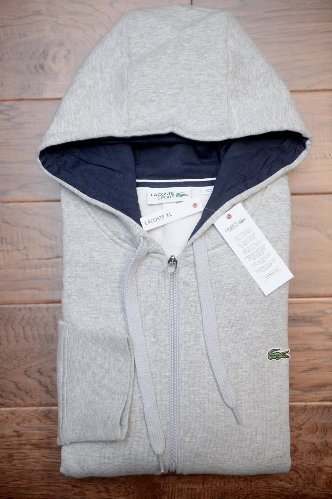 Lacoste SH1613 Men's Gray Fleece Cotton Hooded Jacket Hoodie Big & Tall 5XLB 12R