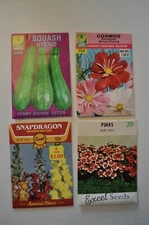 Vintage Seed Packet Ferry Morse and Assorted Flowers 4 Packages 
