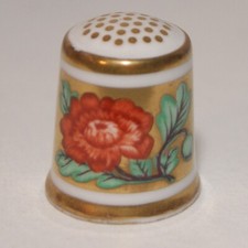 Vintage Royal Crown Derby - Fine Bone China Thimble Flowers Floral