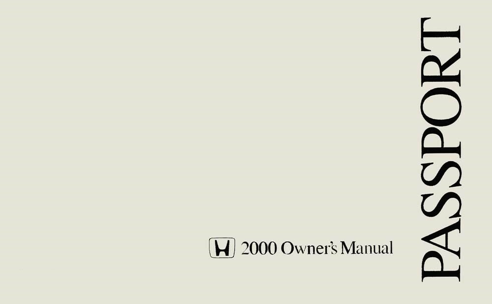 2000 Honda Passport Owners Manual User Guide Reference Operator Book