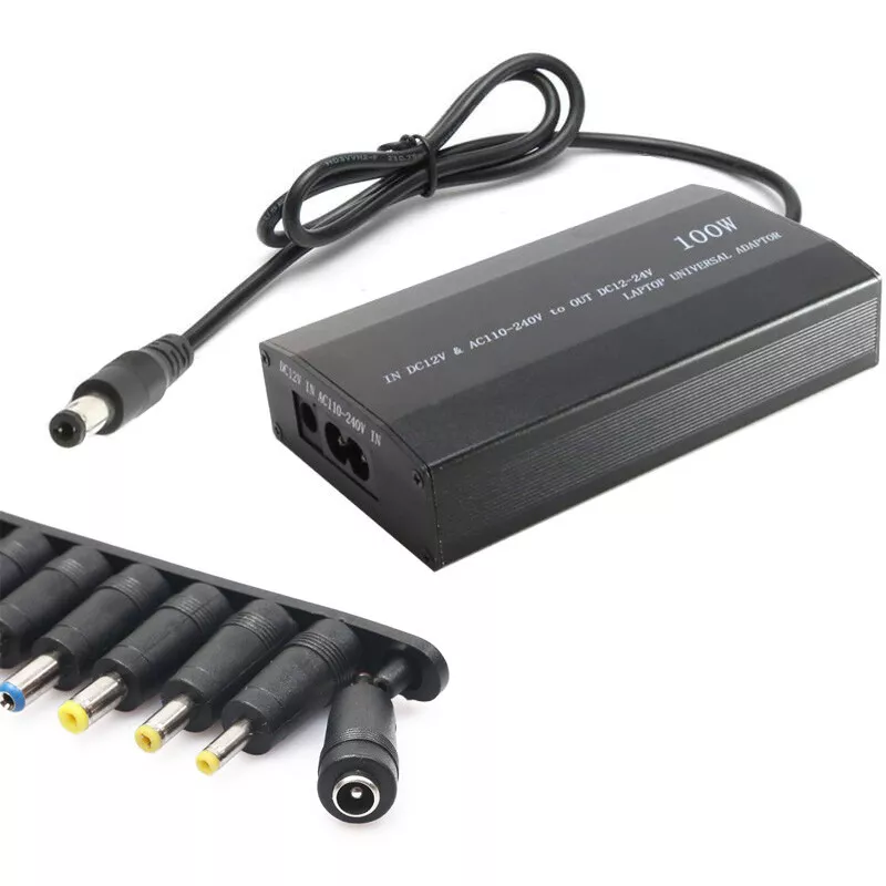 100W Universal AC DC Power Charger Adapter With USB Port & DC Car Plug