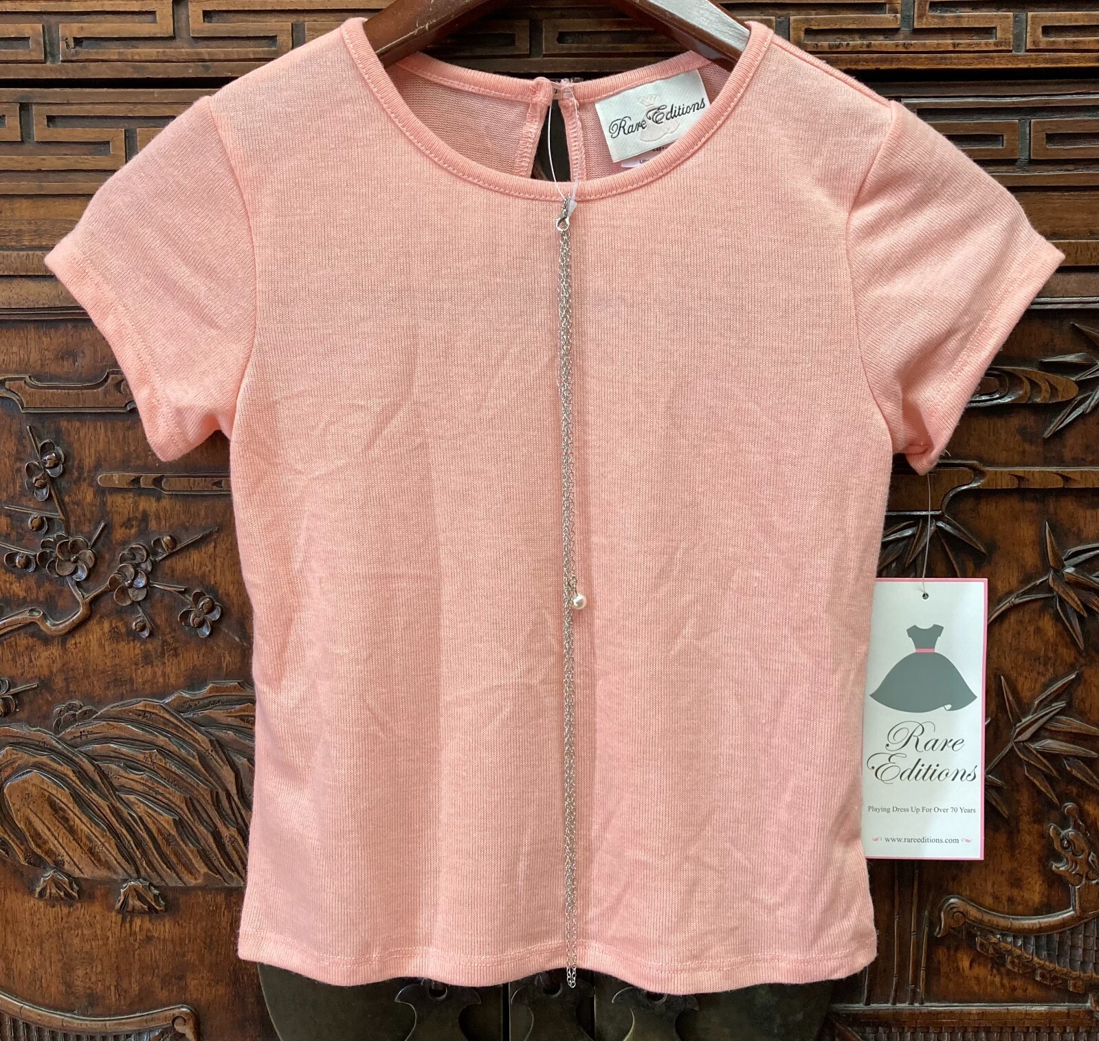 New Rare Editions Big Girls Knit Top With Necklace, Coral, 8 eBay