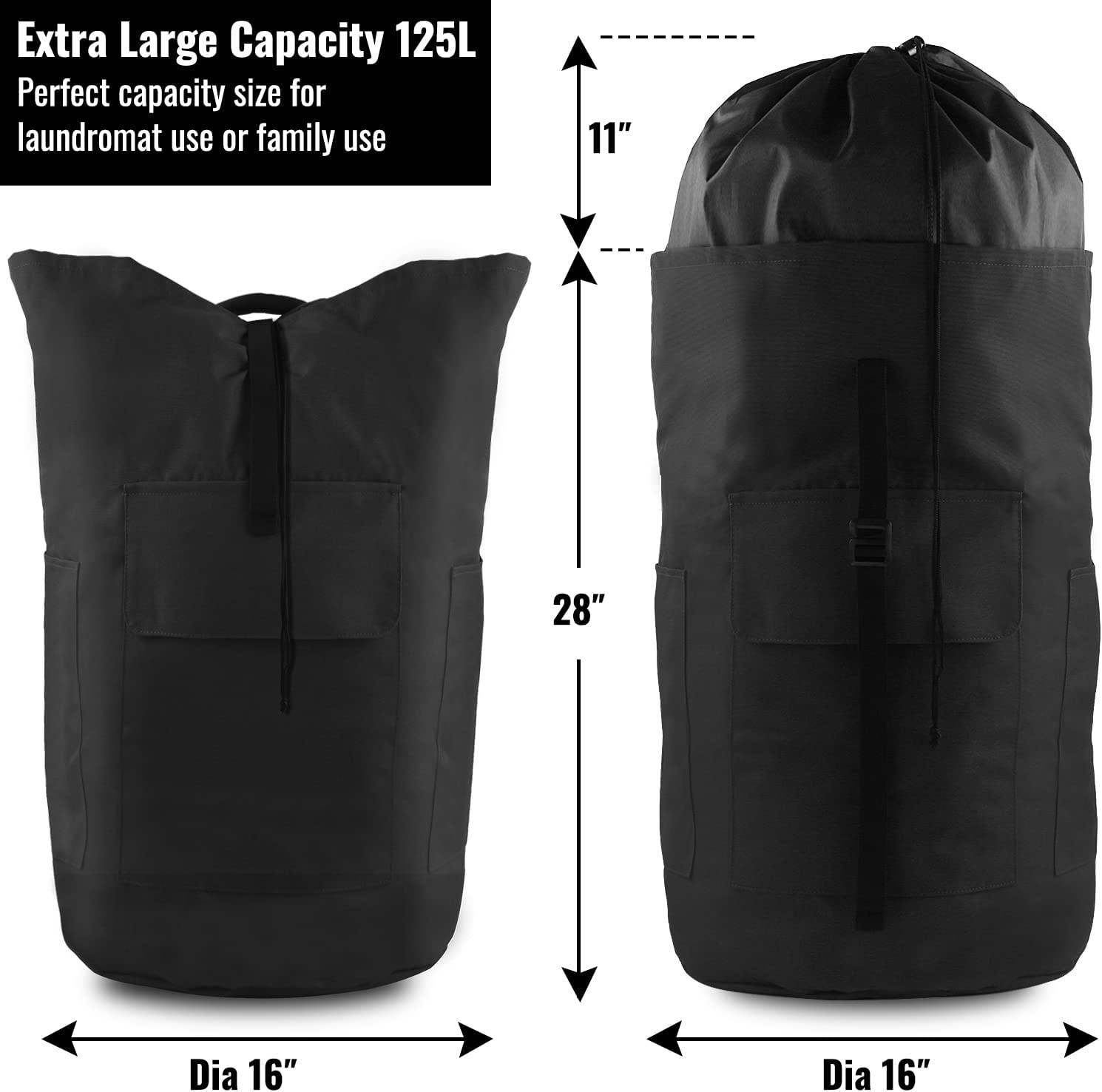 Laundry Bag Backpack, 125L Extra Large Travel Laundry Bags with