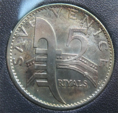 AJMAN UNITED ARAB EMIRATE Riyals 1971 Silver Proof Coin Save Venice with Folder - Picture 2 of 3