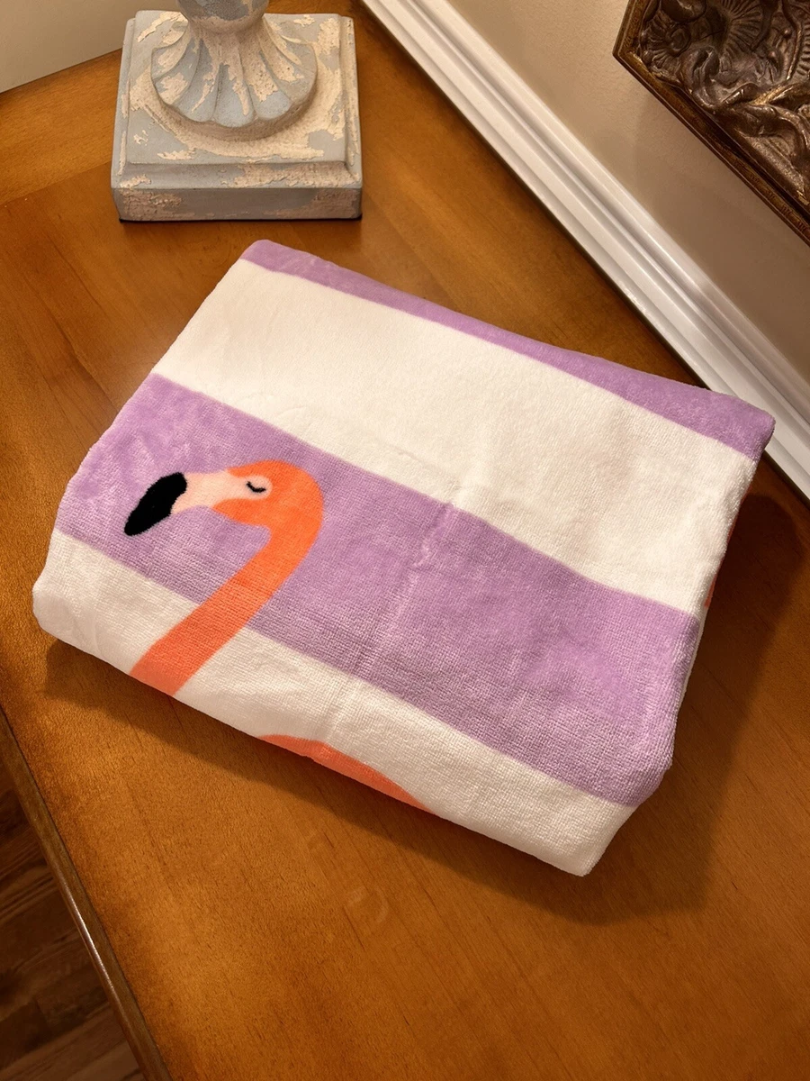 Pottery Barn Kids Flamingo Stripe Kid Beach Towel Mono Maggie