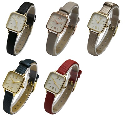 Blekon Collections Women's Japanese Quartz 25mm Square Face Leather Band Watch
