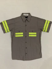 Hi Vis Reflective Enhanced Visibility Short Sleeve Work Shirt Mens Small #B04