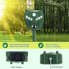 2PCS Solar Animal Deterrent 6LED - Ultrasonic Outdoor Yard Repeller