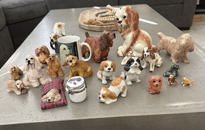 Vintage Japan Etc Cocker Spaniel Figurine Collectible 22 Piece Collection Lot