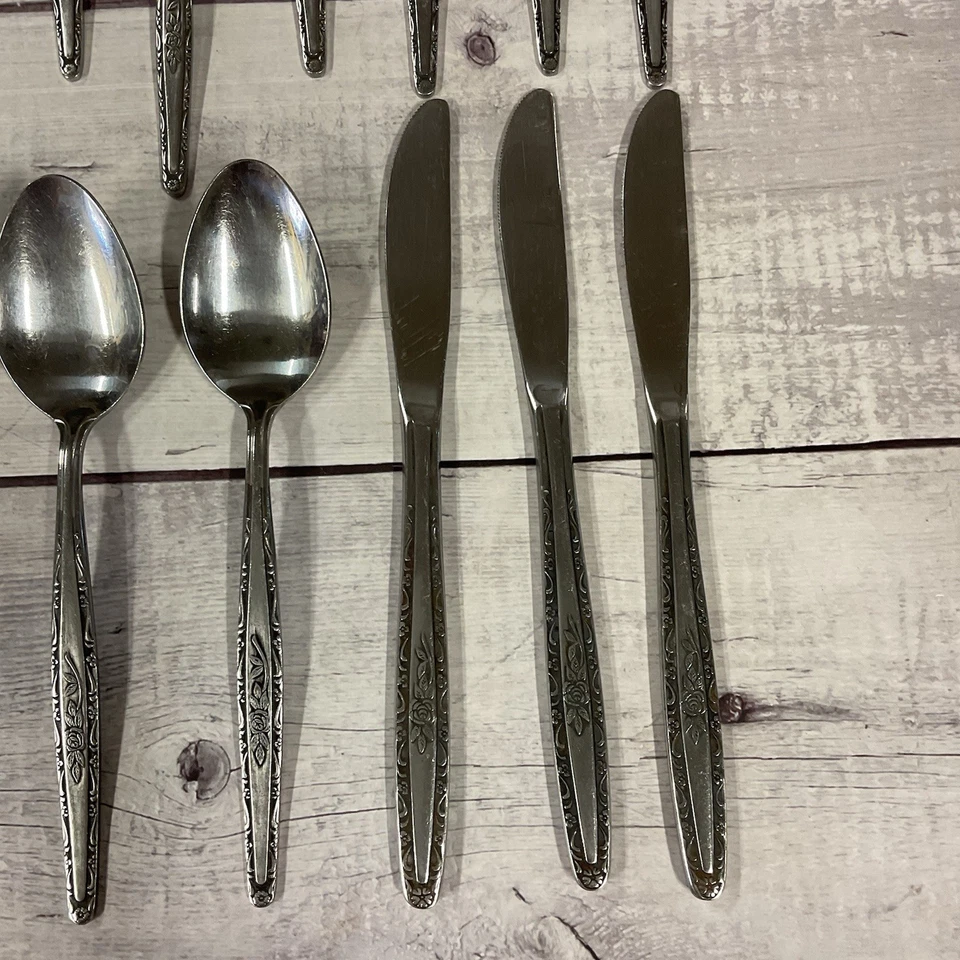 Interpur INR3 Stainless Steel Flatware Rose Korea 15 Pieces - Image 4 of 4