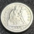 1854 Liberty Seated Silver Dime. Variety 3 Arrows At Date. Eye Appeal Here!!!