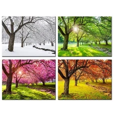 KREATIVE ARTS 4 Piece Canvas Wall Art Spring Summer Autumn Winter Four Season...