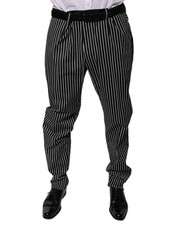 Dolce & Gabbana Black Stripes Skinny Dress Men's Pants Authentic
