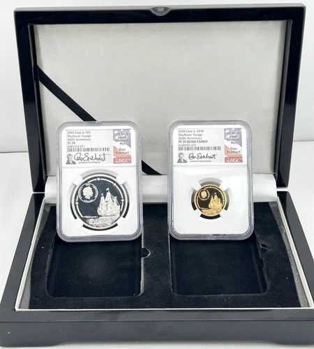 2020 Cook Islands Mayflower Voyage Everhart Series NGC PF70 Silver / Gold Coins