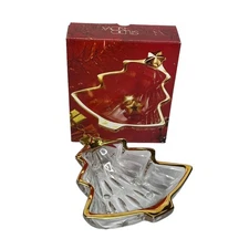 Studio Nova Glass Candy Dish Yuletide Spirit Gold Trim Sweet Christmas Tree
