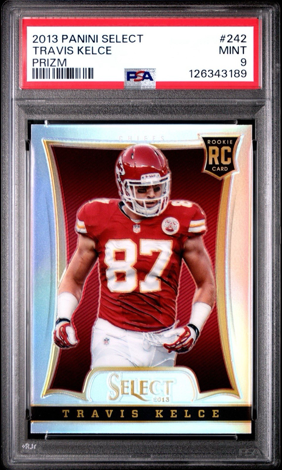 2013 Panini Select Travis Kelce Silver Prizm Rookie #242 | Chiefs RC | PSA 9