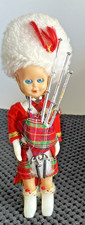 Vintage Scottish Doll With Bagpipes Kilt Sleepy Eyes Hard Plastic
