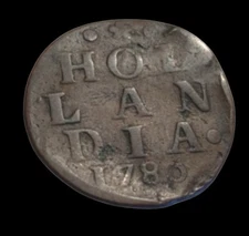 1780 Dutch Colonial New York Silver Lion Dime Hollandia, Bent Coin- 2A4