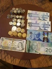 Canada Currency Lot, Notes and Coins, 105.30 CAD Total
