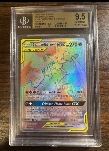 Charizard & Braixen GX (Secret) 251/236 Sm-Cosmic Eclipse Holo BGS 9.5 GM sub Gr