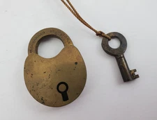 Antique Bohannan Brass Padlock Lock 1800s with Original Key Brooklyn N.Y