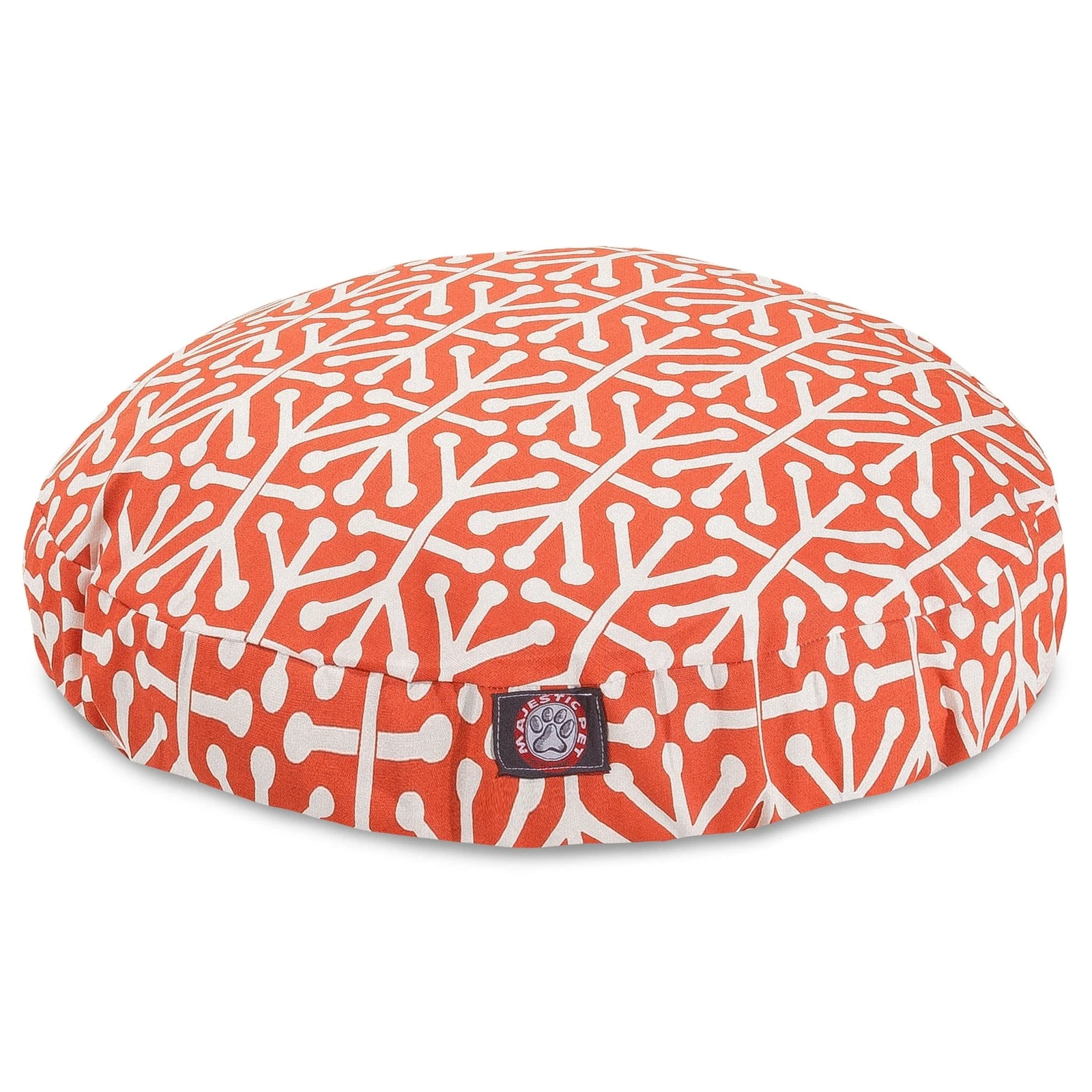 Aruba Round Dog Bed Treated Polyester Removable Cover Orange Small 30 x 30 x 4