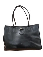  LONGCHAMP  Black Leather Shoulder Bag 15x10