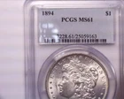 RARE KEY DATE 1894 Morgan Silver Dollar PCGS MS61  Very Nice *White Coin!*