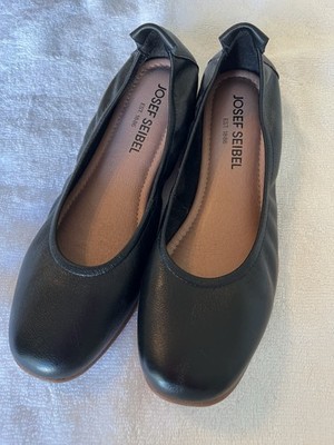 Josef Seibel Fenja Black Leather Ballet Flat Womens Size EU37/US7.5 Comfort Shoe