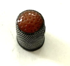 Vintage Sterling Thimble w/ Carnelian Top