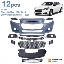 Front Bumper Cover Assembly Grille Kit For 2014 2015 Chevy Malibu With Fog Light