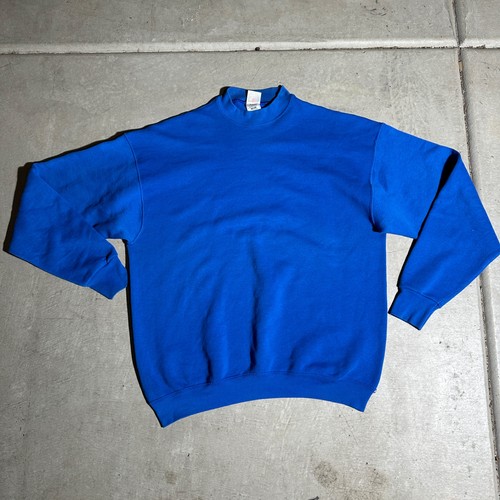 Vintage Fruit of the Loom Sweatshirt Mens XL Blue Solid Pullover Cotton Blend