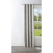 allen + roth 84-in Ash Geometric Blackout Thermal lined Grommet Single curtain