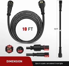Nilight 10FT 4 pin RGB cable cord underglow rock lights extension wire