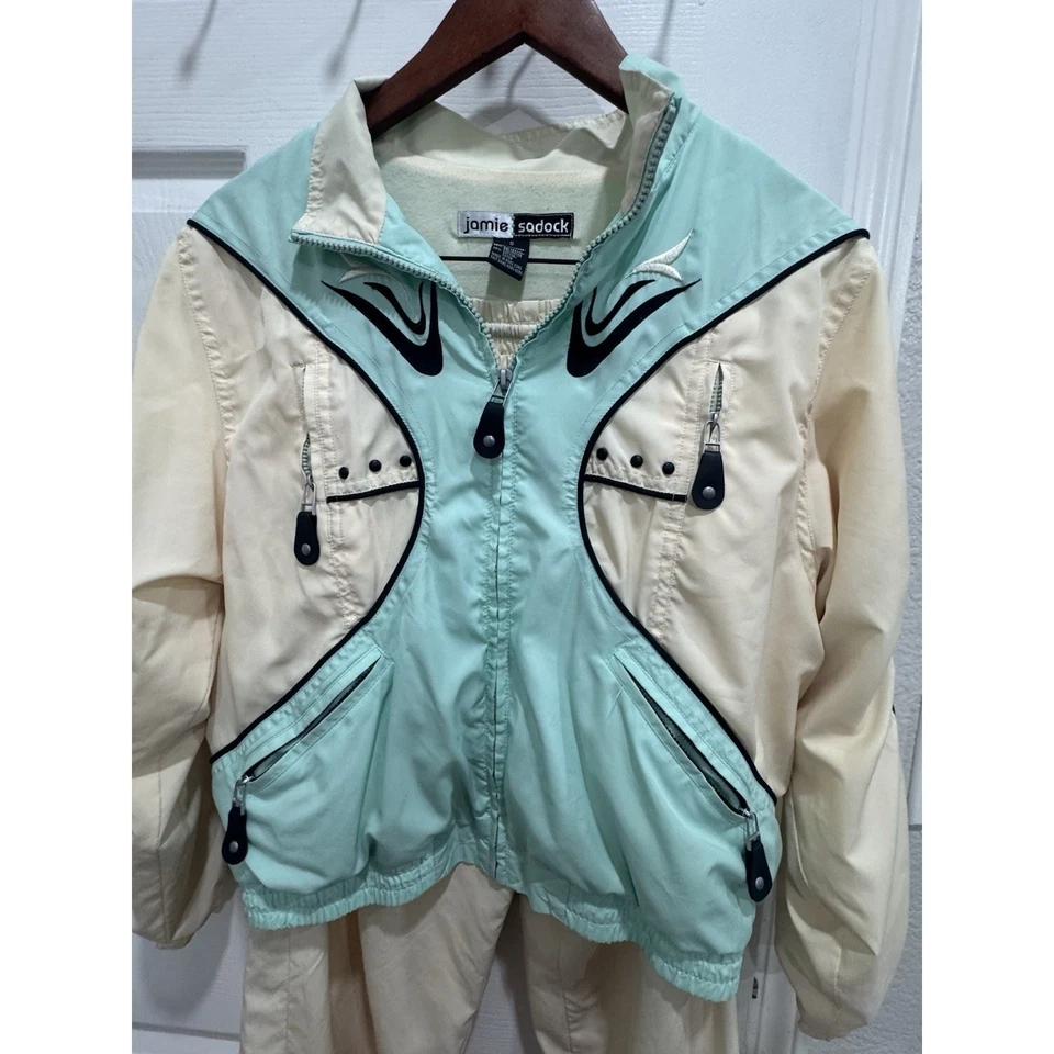 Jamie Sadock женщин костюм комплект куртка брюки новом кремовый ретро спортивный - Изображение 3 из 4