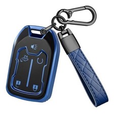 for GMC Key Fob Cover - TPU Key Shell Case Protector Compatible Black-Base-Blue