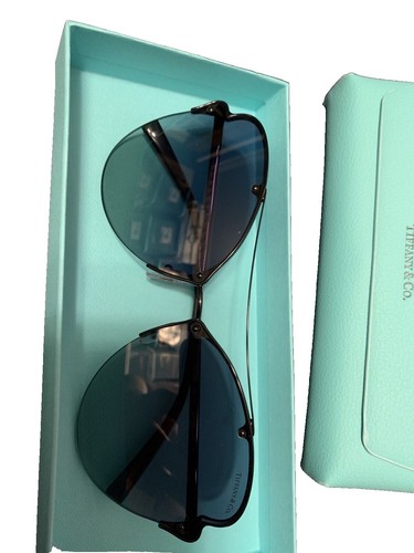 Tiffany & Co TF3088 610516 Blue Gold Rimless Women Sunglasses Authentic NEW Tiffany TF 3088 Rose Gold/Blue Shaded (6105/16) Sunglasses  main image 3
