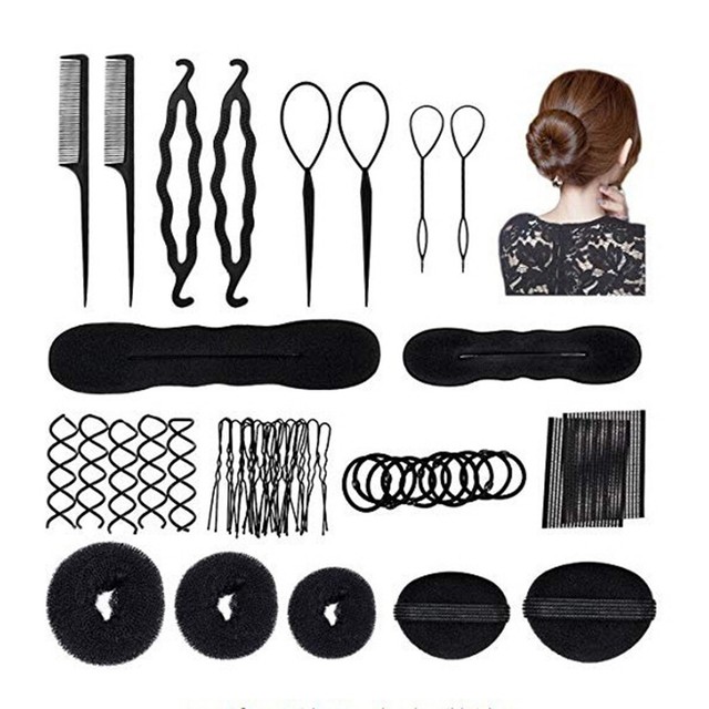 71Pcs Ponytail Creator Plastic Loop Styling Tool Black Topsy PonyTail