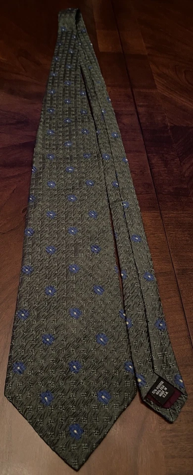 Structure Green Blue 52% Viscose 48% Silk Men’s Neck Tie Made In USA - Image 3 of 4