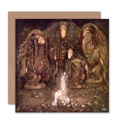 Kinder Engel Fee Troll John Bauer 1915 Geburtstagskarte